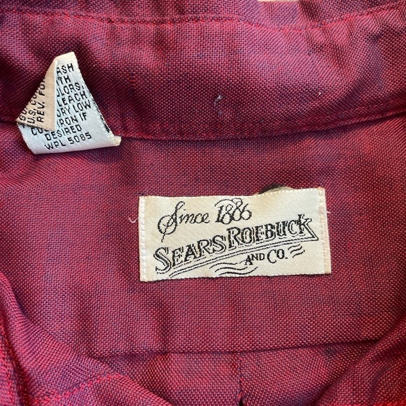 Sears and Roebuck Men’s Button Down Shirt Vintage Maroon Size L - Picture 2 of 11